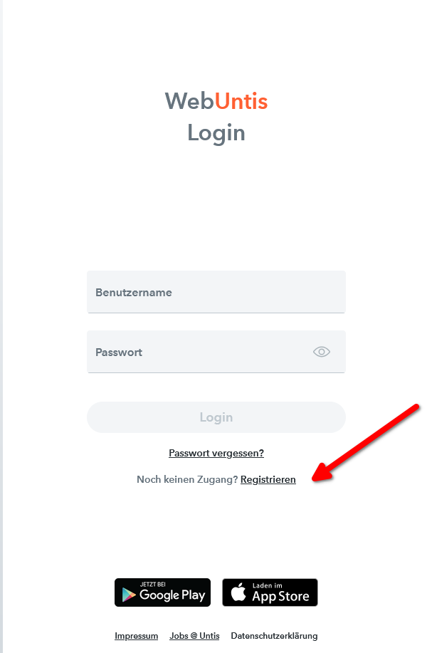 WebUntis Registrierung Teil 2