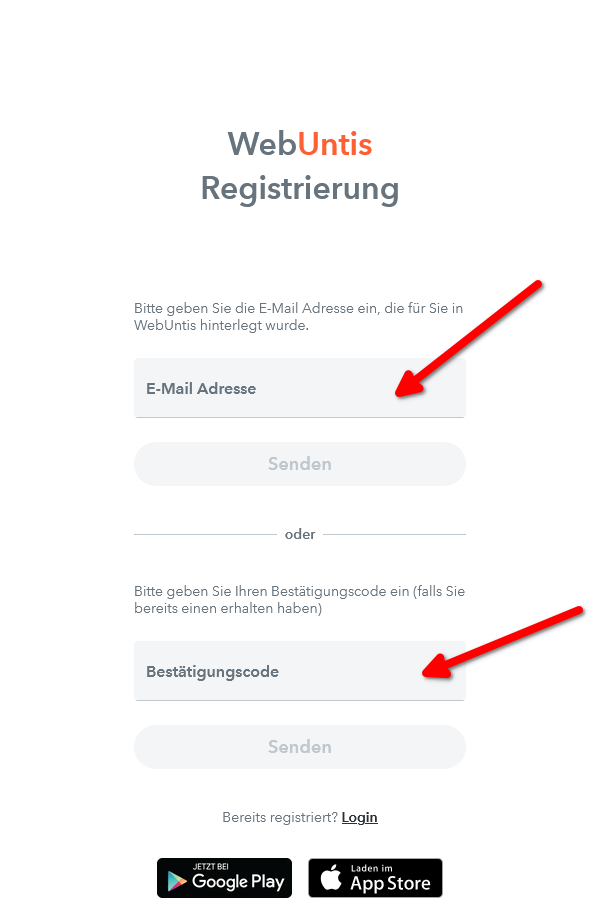 WebUntis Registrierung Teil 3